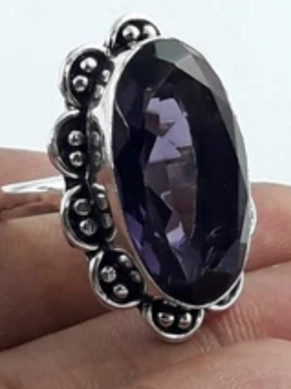 Amethyst Silver Vintage Style Ring